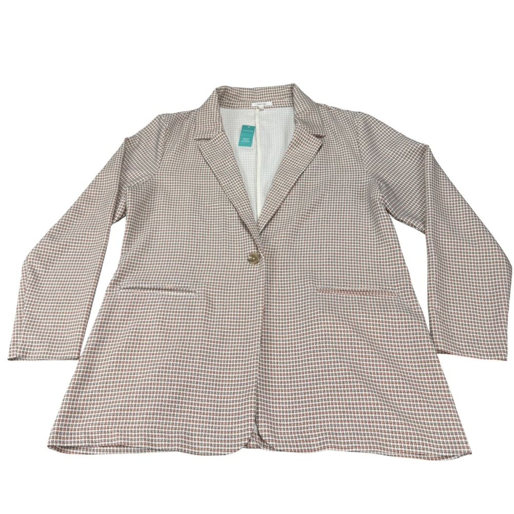 Maurices Womens XXL Brown Plaid Single Button Stretch Blazer Jacket NWT MSRP$ 44